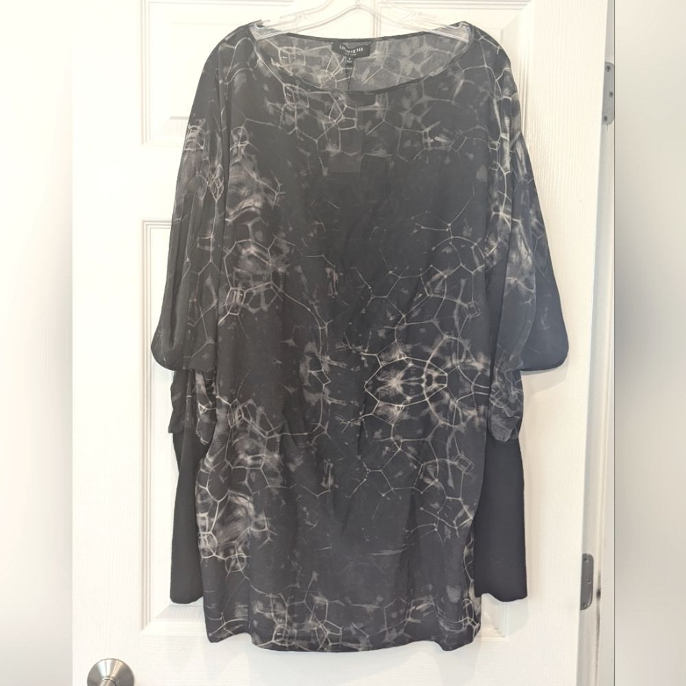NWT LAFAYETTE 148 Black Sheer Long Sleeve Tunic Sz S Witchy Whimsigoth Sz S
